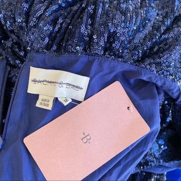 NWT BHLDN Sachin and Babi Somers Sequin Wide Leg Wedding Jumpsuit Party in Blue - Picture 16 of 17